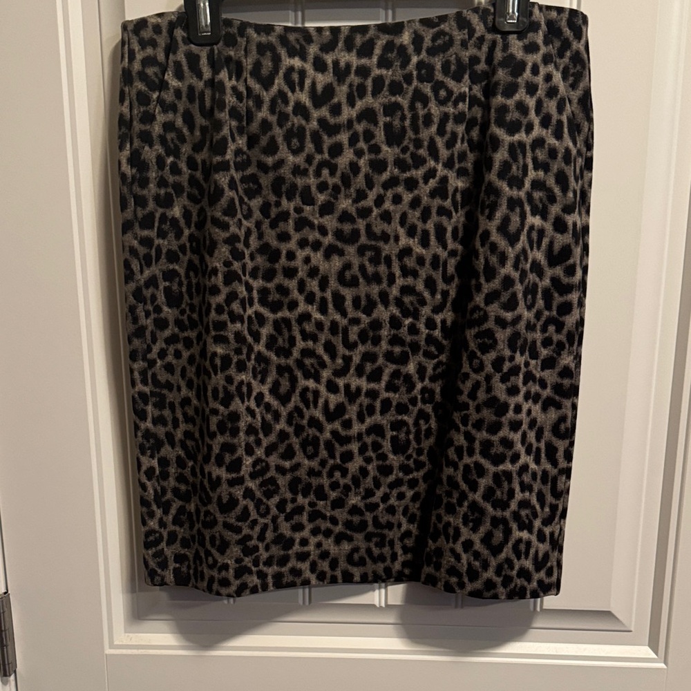CAbi Jungle Black and Gray Leopard pencil skirt